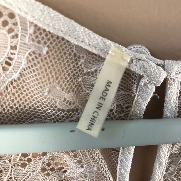 REBECCA TAYLOR WOMENS 2 BEIGE TAN SILK LACE RUFFLE CAMI TANK BLOUSE - Picture 8 of 11